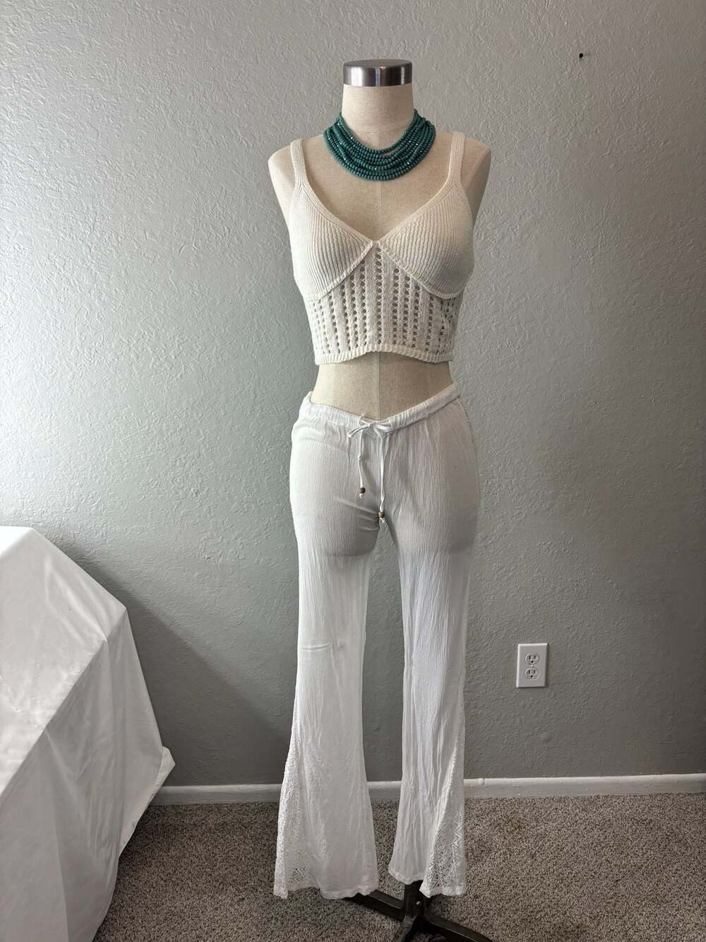 Rip Curl White Lace Trim Beach Pants Size S